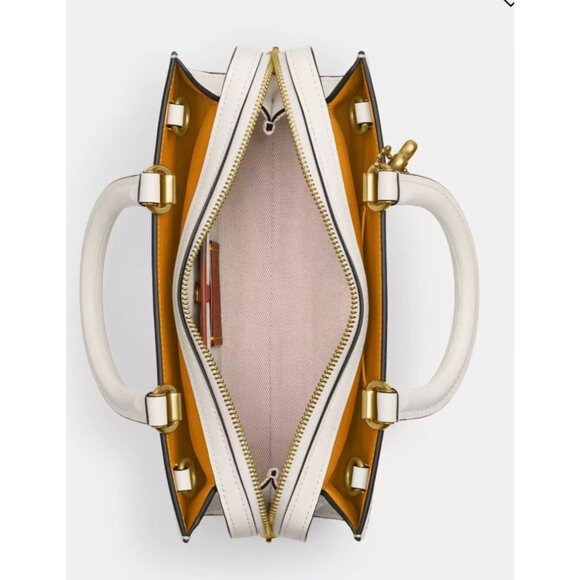 NEW!! Coach Rogue 25 Tote Bag With Dinosaur & Lucky Drawings In Chalk White Leat - Picture 8 of 11